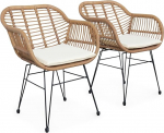 Alice's Garden - 2 tooli komplekt bambuse v&auml;limusega - Wondama - vaik ja must metall, koloniaalstiilis, istmeosa beež