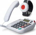 MaxCom KX481SOS: Kodune h&auml;daabik&otilde;ne telefon koos h&auml;daabik&otilde;ne k&auml;epaelaga, juhtmega lauatelefon h&auml;daabinupu ja h&auml;daabik&otilde;ne k&auml;epaelaga, h&auml;daabik&otilde;ne telefon eakatele, vanemate telefon