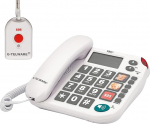 G-TELWARE PRO (maailma esimene) Silence SOS Technology/SOS Param.einstellb./2023-2024 Model House Emergency Call Senior Phone koos SOS raadiosaatjaga - 1 k&auml;eshoitav saatja koos silmusega, satiinhall,