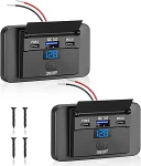 12V USB C pesa laadimisseade autolaadija mobiiltelefoni kiirlaadimine Dual 36W PD3.0 ja 18W QC3.0 veekindel digitaalse voltmeetri ja l&uuml;litiga 12V-24V matkaauto auto paadi jaoks