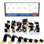 Glarks 40pcs 6/8/10/12/16/20/25mm Single Line Vinyl beschichtet Kabelklemmen Set, Halb Metall Draht Klemmen, Halb Gummi gepolsterte isolierte Klemme f&uuml;r Rohrleitungen Draht Kabel Installation