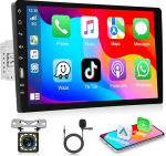 Motorsi Apple CarPlay Androidi autoraadio, 9-tolline HD puuteekraan, Bluetooth stereoaudio, peeglilink/roolijuhtimine, FM/AM, stereoraadio tagumise mikrofonisisendiga