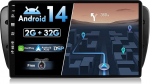 BXLIYER Android 14 autoraadio, mis sobib Seat Ibiza 6J (2009-2014) - Sisseehitatud CarPlay Android auto - Tasuta tagurduskaamera - [2G + 32G] - IPS 9-tolline 2 DIN - DSP DAB roolijuhtimispult WiFi Fast