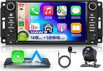 4G 128G VECHTEL 7-tolline autoraadio Jeep/Chevrolet/Chrysler/Dodge Carplay Android auto, EQ, WiFi GPS, Bluetooth, RDS/FM raadio koos AHD tagurduskaameraga
