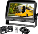 CAMECHO tagurduskaamerakomplekt, 8-tolline LCD monitor kahe AHD 1080P lainurkkaameraga, IP69 veekindel, 18IR &ouml;&ouml;n&auml;gemine, 2 x 20 m kaabel, veoautodele, haagistele, bussidele, kaubikutele, p&otilde;llumajandusele,