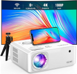 Beamer [Elektrische Keystone 6D/4P] Beamer 4K Heimkino, VISSPL Full HD 26000 Lumen 1080P WiFi Bluetooth, Beamer Handy Outdoor, PPT, &plusmn;50&deg; Zoom, Projektor kompatibel mit TV-Box/PS5/iOS/Android-Telefon