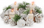 Gohytal Weihnachtskranz f&uuml;r T&uuml;r und Tisch - Wei&szlig;er Adventskranz mit Glitzer, Dekokranz f&uuml;r Festliche Weihnachtsdekoration, Ideal f&uuml;r T&uuml;r, Fenster & Tisch