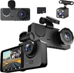 Autokaamera 4K resolutsiooniga, Dash Cam auto, 1080P Dash Cam auto eesmine tagumine ja sisemine 32GB SD-kaardiga, autokaamera parkimisj&auml;lgimisega, infrapuna &ouml;&ouml;n&auml;gemine, G-sensor, loop salvestamine (WLAN).