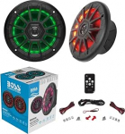 Komplekt Boss Audio Systems MRGB55B, 2 x 5,25-tolline 13,3 cm 133 mm 2-kohaline koaksiaalmerek&otilde;lar, 75 Watt RMS 150 Watt Max, 4 Ohmi, veekindel, RGB LED-idega, &uuml;ks paar + tasuta kaugjuhtimispult.