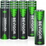 BEVIGOR AA patareid, 2800 mAh 1,2 V aku suure mahutavusega AA NiMH laetavad patareid, 16 kaupa, eellaetud