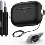 R-fun kaitse&uuml;mbris, mis &uuml;hildub Apple Airpods Pro (2023/2022/2019, 2./1. Gen), (USB C/Lightning kaabel), muusikak&otilde;rvaklappide k&otilde;rvaklappide &uuml;mbris koos turvalukuga ja puhastuskomplektiga, must ja valge