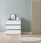 Dmora - Newport Chest of Drawers with 3 Drawers, Low Chest of Drawers for Indoor Wardrobe, Modern Weekly, cm 60 x 44h57, White