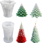 FYSL Pack of 2 Silicone Christmas Tree Candle Moulds for Pouring, Christmas Tree Silicone Mould, Candle, DIY Candle Moulds, Silicone for DIY Scented Candle, Christmas Craft Ornaments