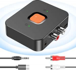 Bluetooth 6.0 adapter stereos&uuml;steem, Bluetooth-vastuv&otilde;tja vastuv&otilde;tja 3,5 mm RCA-kaabliga, kaks AUX-v&auml;ljundit k&otilde;larite stereos&uuml;steemile, sinihambaline audioadapter projektoritele/tahvlile/ mobiiltelefonile/AV-le