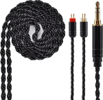 6 s&uuml;damiku h&otilde;betatud k&otilde;rvaklappide kaabel Must Upgrade 2 Pin eemaldatav k&otilde;rvaklappide kaabel asendusjuhe KZ ZS10 ZS6 ZS5 ZSR ZST TRN V10 V20 TFZ (3,5 mm audio jack 2 Pin)
