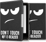 kwmobile Elegantne s&uuml;nteetilisest nahast &uuml;mbris Tolino Vision 1 / 2 / 3 / 4 HD Design Don't touch my E-Reader valge mustaga