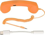 3,5 mm telefonitoru, vintage telefoni vastuv&otilde;tja, mikrofon, mikrofon k&otilde;lar, koos 3,5 mm USB-C adapteriga, retro telefonitor mobiiltelefonidele (ORANGE)