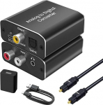 AMANKA analoog-digitaal audio muundur koos optilise kaabliga analoog-digitaal muundur RCA RCA + 3,5 mm audio pesa Toslink/SPDIF koaksiaalne audio adapter TV DVD Blu-Ray PS3 Xbox Alumiinium