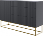 Selsey Veldio Chest of Drawers 140 cm with 3 Drawers and 1 Door Black Golden Legs