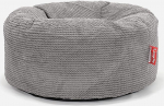 Lounge Pug Pouf Bean Bag 65 cm Round Anthracite Pom-pom Waffle Fabric Comfortable Stool or Footstool