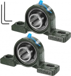 sourcing map Pillow Block Bearings 2 Pack UCP205 25mm Bore Self Aligning Solid Cast Iron Base Mounted Chrome Steel Bearing
