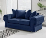 Blue Velvet 2 Seater Sofa Set Chenille or Plush Material Left & Right Corner Lounge Couch Full Back 3 to 2 Seater Collection
