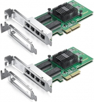 1000Mbps Gigabit Ethernet Converged Network Adapter (NIC) Intel I350 kiibiga | Ethernet PCI Express NIC v&otilde;rgukaart | Quad Copper RJ45 Ports | PCI Express 2.1 X4 | V&otilde;rdle Intel I350-T4, 2-pack