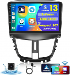 [8Cores 4G + 64G] Hikity Car Radio Android 15 Peugeot 207 2006-2015 9-tollise puuteekraaniga autoraadio 1280 x 720 piksliga 32EQ DSP FM RDS traadita Carplay Android auto GPS navigatsioon WiFi tagurdamine