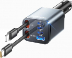 SUPERONE 6 in 1 Zigarettenanz&uuml;nder USB C, 105W Einziehbares Auto Ladeger&auml;t, Schnellladeger&auml;t Auto f&uuml;r Telefone mit USB C & Apple Ladekabel, Ladeger&auml;t KFZ f&uuml;r iPhone 17/16/15/14/13, Galaxy S25/S24/S23