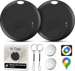 Air Tracker Android, 2 t&uuml;kki Smart Tag Key Finder Key Finder, mis on &uuml;hilduv Google Find Hub App (ainult Android), Bluetooth Key Tracker Smart Tracker v&otilde;tmete, pagasi, kohvri jaoks (must)