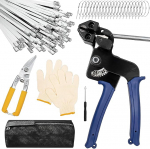 Roostevabast terasest kaablisideme p&uuml;stol, spetsiaalne t&ouml;&ouml;riist metallist kaablisidemete kinnitamiseks ja l&otilde;ikamiseks, koos 100 tk 27 cm UV-kindla k&otilde;rgtehnoloogilise kaablisidemega v&auml;litingimustes kasutamiseks aia v&auml;ljalasketorude jaoks