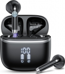 Bluetooth k&otilde;rvaklapid, juhtmevabad Bluetooth 5.4 k&otilde;rvaklapid 4 ENC m&uuml;rasummutusmikrofoniga, 40H m&auml;nguaeg LED-iga, IP7 veekindlad k&otilde;rvaklapid t&ouml;&ouml;ks/&otilde;ppimiseks/vabaajaks, must, 2025