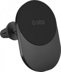 SBS Qi2 15W traadita MagSafe laadija, magnetiline autotelefoni hoidja, &otilde;huventilaatori kinnitus, kiirlaadimine, USB-C toiteallikas, laadija iPhone'ile, Google Pixelile, Samsungile, must