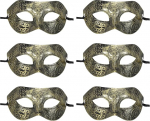 hankekaart 6 St&uuml;ck Maskerade-Maske, Karnevalsmaske f&uuml;r Herren, halbes Gesicht, Halloween-Kost&uuml;m f&uuml;r Maskerade, Party, Abschlussball, Ball, Geburtstag, Gras, Gold-Retro-Stil