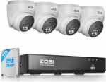 ZOSI 4K PoE Outdoor Surveillance Camera Set, 4 x 8MP IP Cameras, 2TB HDD NVR Expandable to 16CH, Person and Vehicle Detection, Audio Surveillance, 30 m Night Vision, C220