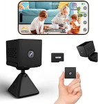 Mini kaamera, 4K FHD siseruumide valvekaamera 64GB TF kaardiga, WLAN/AP Hotspot/ ilma WLAN-kaamerata, 2000 mAh suur aku pikk ooteaeg, &ouml;ine n&auml;gemine, kaamera j&auml;lgimine sees/v&auml;ljas