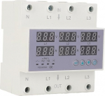 3-faasiline DIN r&ouml;&ouml;bastee voltmeeter, AC 390-500V digitaalne ampermeetri automaatne &uuml;lepinge &uuml;levoolukaitse, 3-faasiline Watt kWh Amp elektri tester (63A)