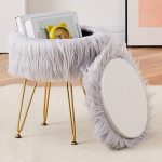 Mxfurhawa &uuml;mmargune Faux Fur Ottoman Storage Pehme karvane Ottoman 4 metallist jalaga Kompaktne jalatugi Stool Modern Footstock Ottoman Makeup Seat Entrance Makeup Bench