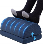 Todeco jalgpadi laua all, reguleeritava k&otilde;rgusega jalgpadi, ergonoomiline jalgpadi fliisist jalatsitaskuga, kodukontori tarvikud, jalgpadi jalatsitugi (sinine)