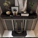Moderner dekorativer Eingangstisch - Schmale Konsole mit einzigartiger Basis, stilvoller Sofatisch f&uuml;r Wohnzimmer, Foyer & Flur Dekor - Platzsparende Akzentm&ouml;bel