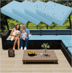 Komplekt 4 veekindel v&auml;ljas diivanipadja katted, eemaldatavad Oxfordi istmepadja katted Zipiga, asenduskatted terrassitoolidele ja aiam&ouml;&ouml;blile (hall sinine, 23,6 x 23,6 tolli)