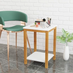 BAMEOS End Table, modernne t&ouml;&ouml;stuslik k&uuml;ljelaud, 2-tasandiline k&uuml;ljelaud riiuliga, akentne kohvilaud elutuppa, magamistuppa, r&otilde;dule, perele ja kontorisse, valge (34 x 34 x 50 cm)