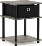 Furinno k&uuml;ljelaud sahtliga, puit, prantsuse tammepuust hall/must/must, 39,5 x 39,5 x 51,79 cm