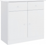 vidaXL Sideboard, sahtlitega kapp, Highboard elutoa kapp koos ustega, kapi kapp, k&uuml;lgkapp, valge massiivne m&auml;nnipuit