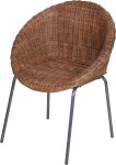 Casa Moro CINTRA Rattan Chair Brown Round Dining Room Chair Natural Rattan Wrought Iron Basket Chair Basket Chair Retro Chair for Garden Patio Dining Room CF3094B