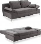 Kaasaegne funktsionaalne diivan k&uuml;lalisvoodiga ja voodikastiga W202/D103/H89 cm, vedrustuss&uuml;damik istmes ja seljas, magamisdiivan lamamispinnaga 144 x 198 cm, kattekangas corduroy kangas hall antratsiit/15204
