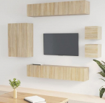 Homgoday TV m&ouml;&ouml;blikomplekt 8-osaline Sonoma tammepuust mitmekihiline puidust TV kapp Madal TV kapp t&ouml;&ouml;stuslikule elutoale laud TV stend elutuppa 30,5 x 30 x 90 cm Sonoma tammepuust