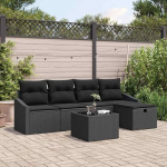 6er Set Garten Sofa Poly-Rattan mit Kissen, Diivan Set f&uuml;r Terrasse 6 St&uuml;cke als Outdoor Sofagarnitur 6 St&uuml;ck Poly-Rattan mit Polstern