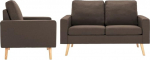 2-TLG. Sofagarnitur Braun Stoff Diivan Couch mit unglaublichem Sitzerlebnis f&uuml;r Wohnzimmer und Wohnlandschaft