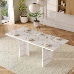 Pikendatav s&ouml;&ouml;gilaud, 140/180 x 80 cm, 6-8 inimesele, paksendatud lauaplaat, laud s&ouml;&ouml;gituppa, k&ouml;&ouml;ki, elutuppa, valge marmorist
